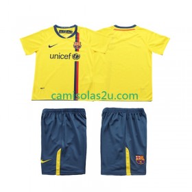 Camisolas de futebol FC Barcelona 2008 2009 Retro Criança Equipamento Alternativa Manga Curta